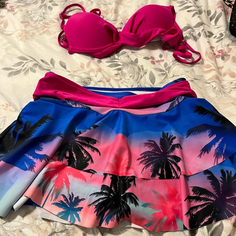 2 piece Hawaii print boyshorts bikini